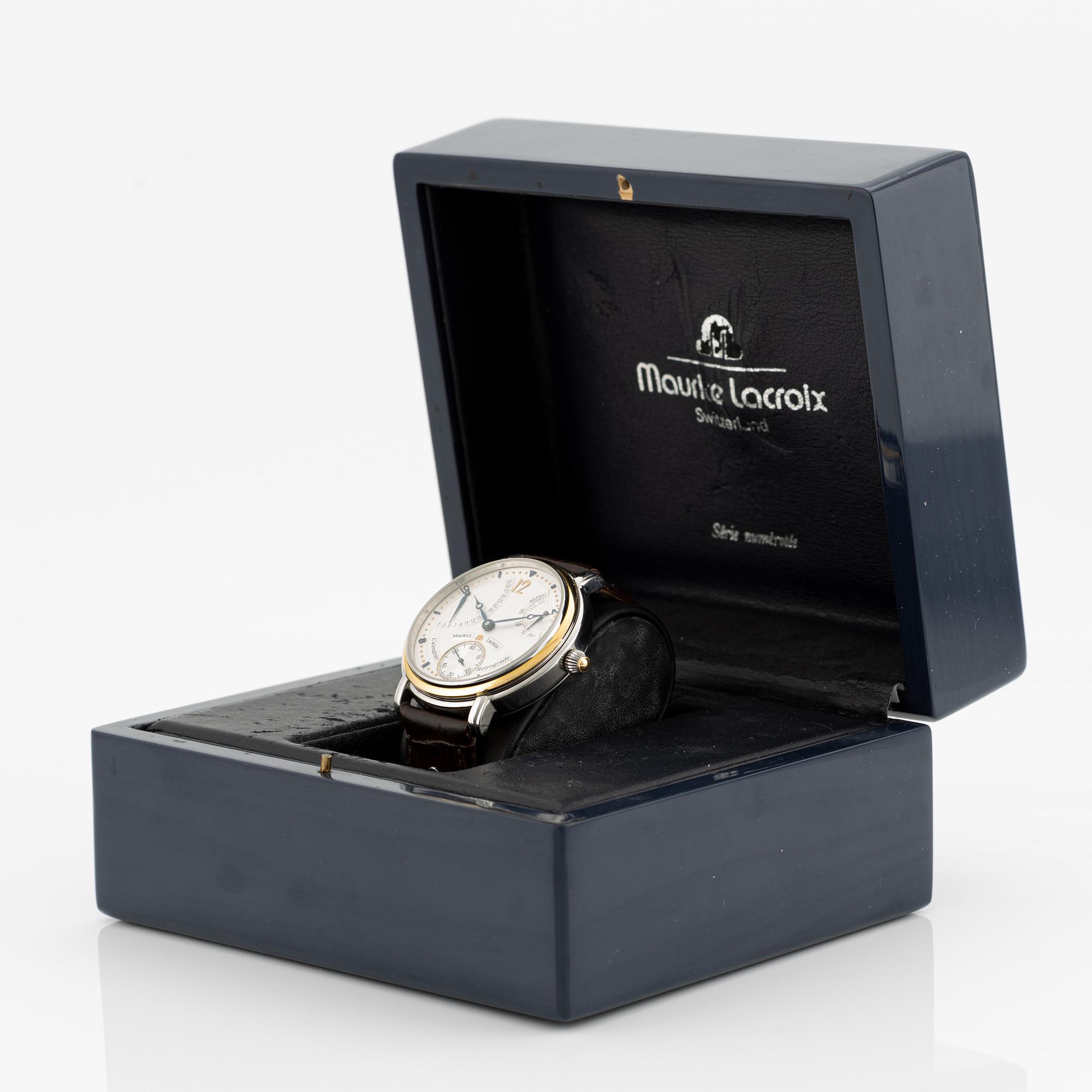 Maurice Lacroix Masterpiece Retrograde Calendar Power Reserve wristwatch 43 mm. Bukowskis