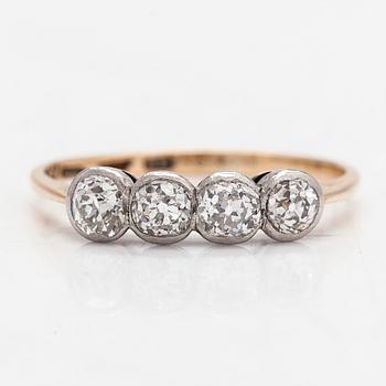 A 14K gold ring, with old-cut diamonds totalling approximately 0.32 ct, A.Koistinen, Helsinki 1939.
