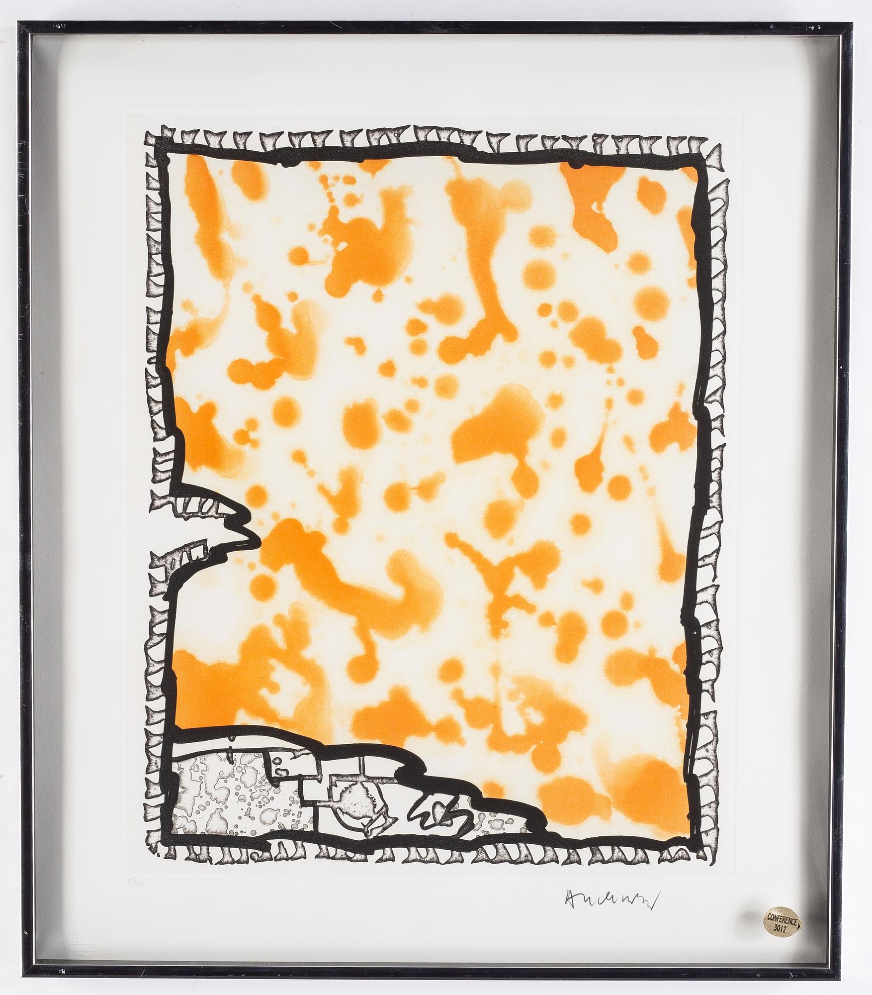 Pierre Alechinsky, etsning & linoliumsnitt, 1989, signerad 2/125.