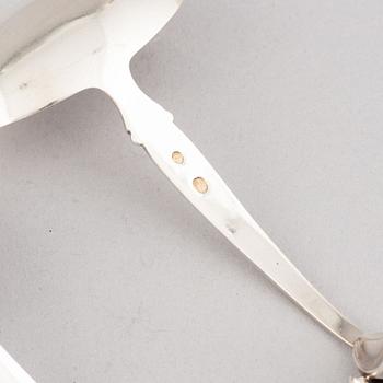 Georg Jensen, saltkar och småskedar, 6 st, sterling silver, Köpenhamn, 1900-talets mitt.