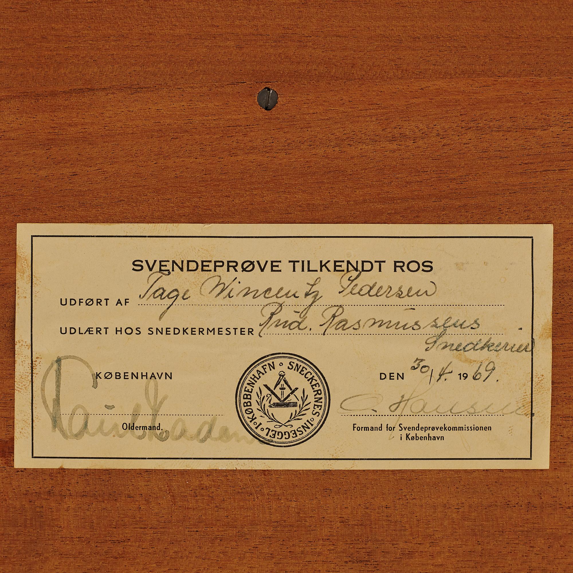 Kaare Klint, desk, journeyman work by Tage Pedersen, Rud Rasmussen, Denmark, 1969.