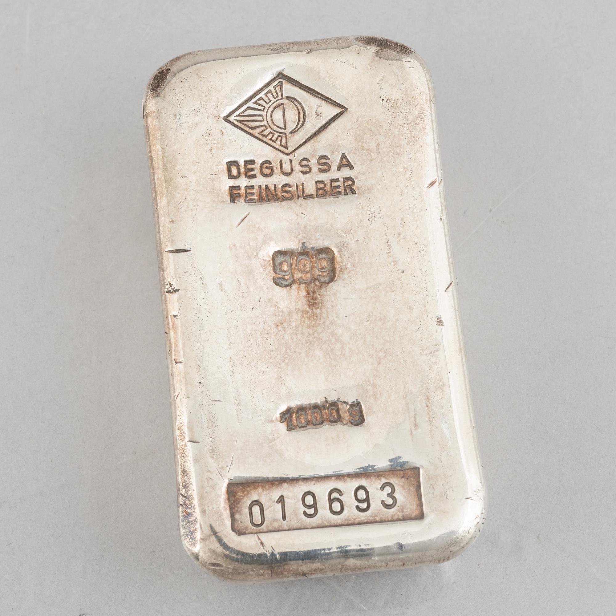 Silvertacka, 1000 gram, Degussa Feinsilber 999.