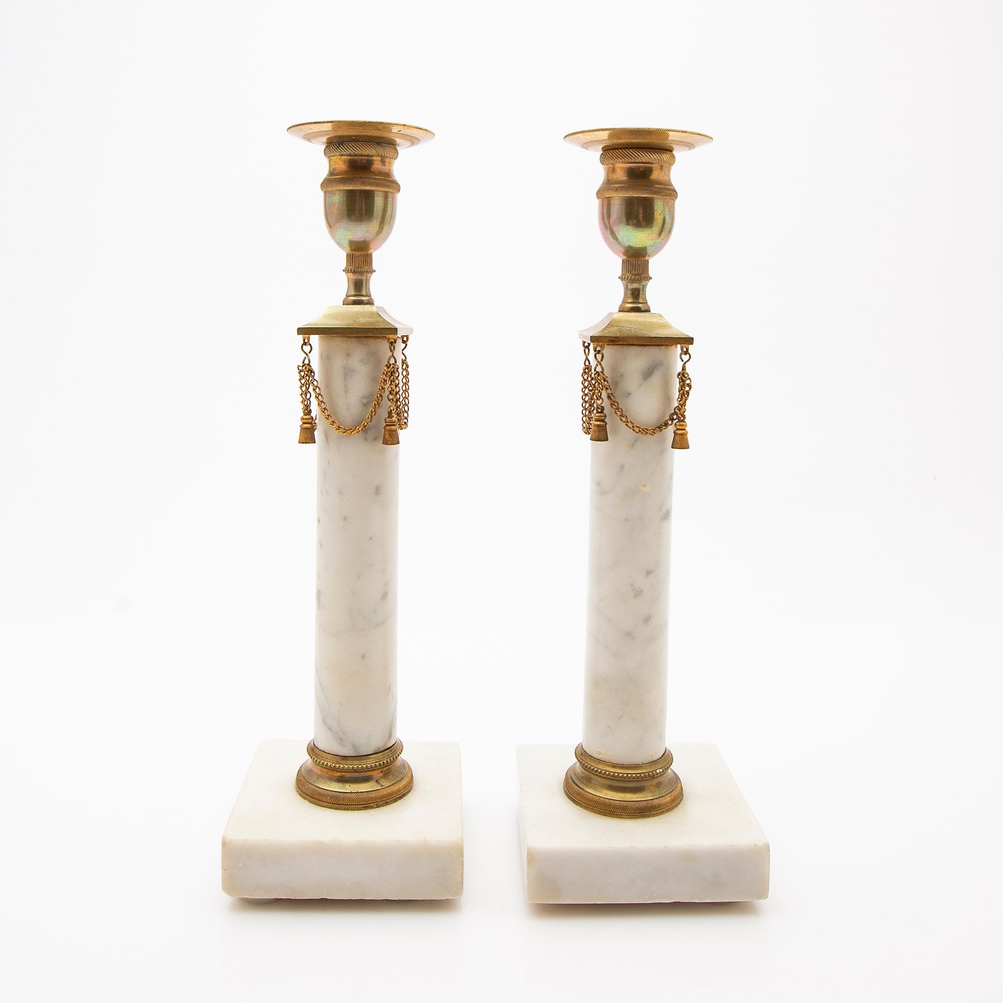 Candelabras, a pair, late Gustavian, 19th century.