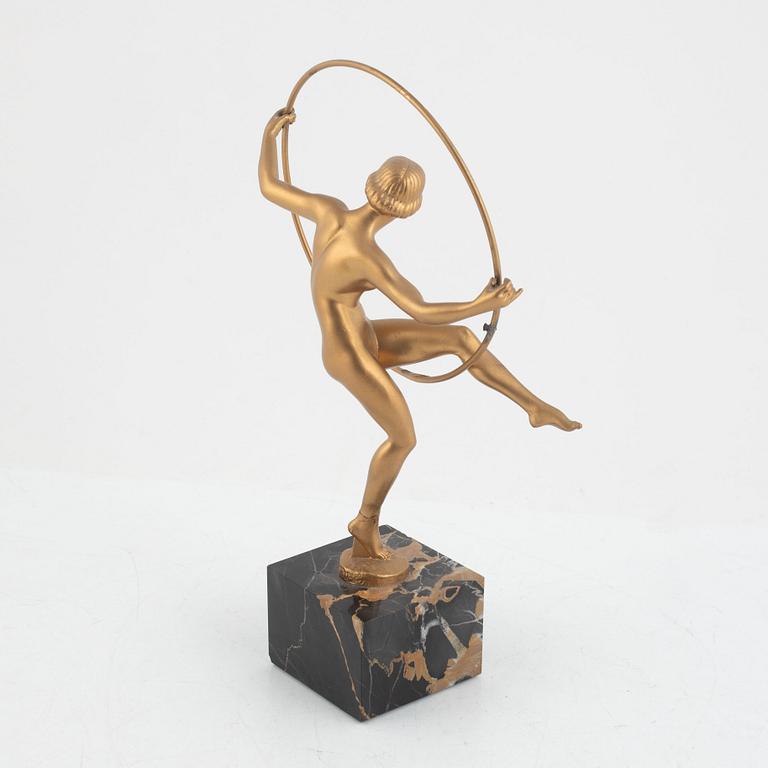 Max Le Verrier, after, "Briand", figurine, Art Deco style, athletic woman, France, 20th century.