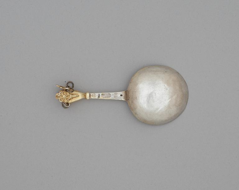 A Swedish 18th century parcel-gilt spoon, marks of Sigismund Novosadi d.y., Karlskrona 1754.