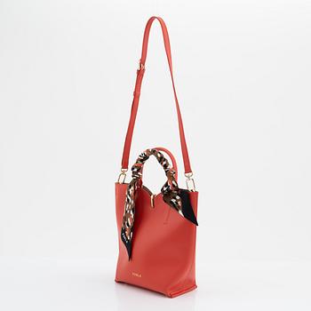 Furla, a red leather handbag.