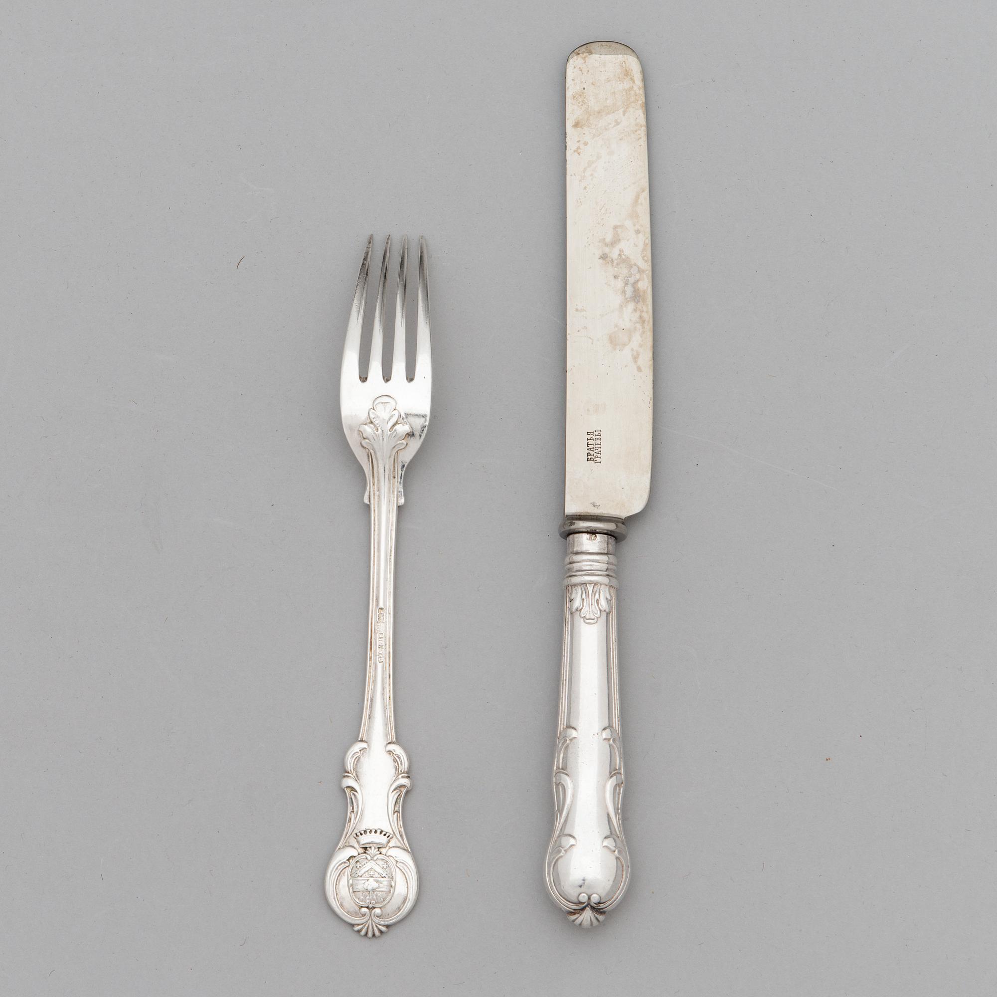 M. Grachev, Bestickuppsättning, 24 delar, silver, S:t Petersburg 1889 och 1895.