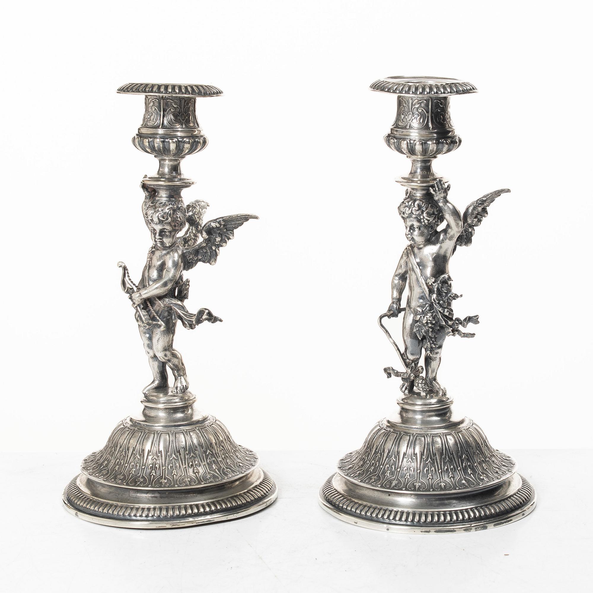 Candelsticks, a pair, silver, 1880s.
