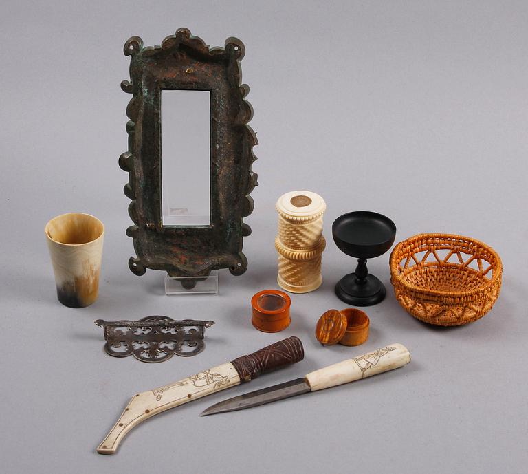PARTI DIVERSE, 9 delar, flertal olika material, 1800-1900-tal.