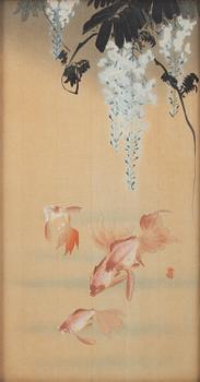 Ohara Koson, 'Goldfish beneath flowering Wisteria'.