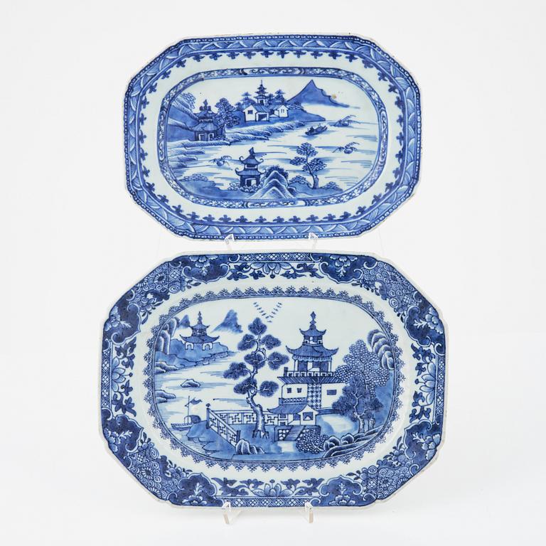 Two Chinese blue and white porcelain serving dishes, Qing Dynasty, Qianlong (1736-95).