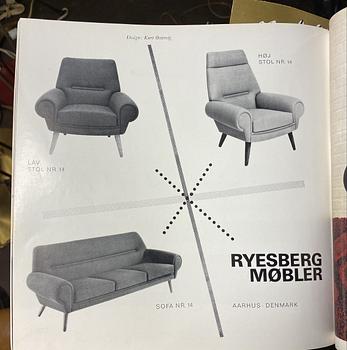 Kurt Østervig, two easy chairs, 'model 14', Ryesberg Møbler, Denmark 1960's.