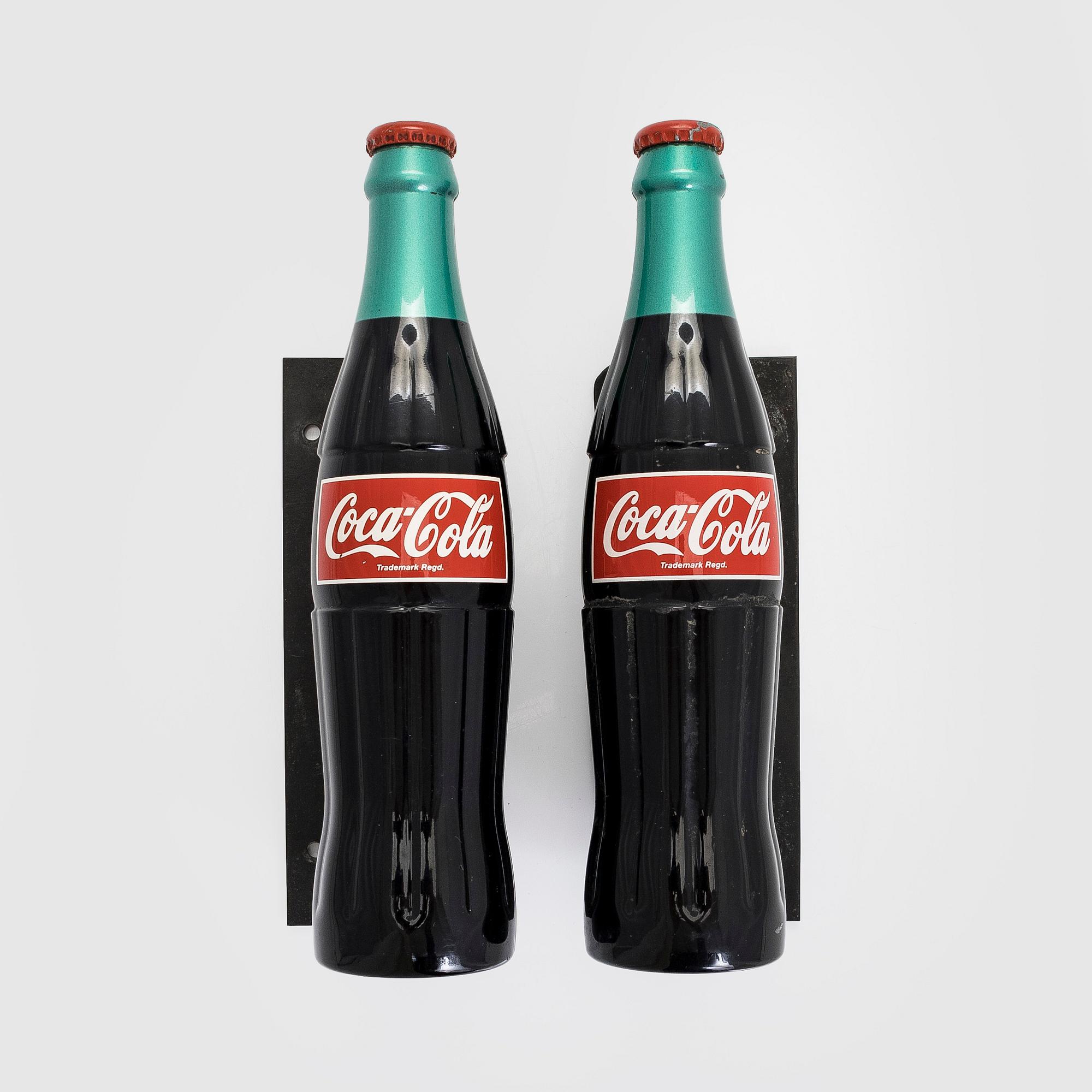 Door handles, a pair, Coca-Cola, metal, 1950/60s.