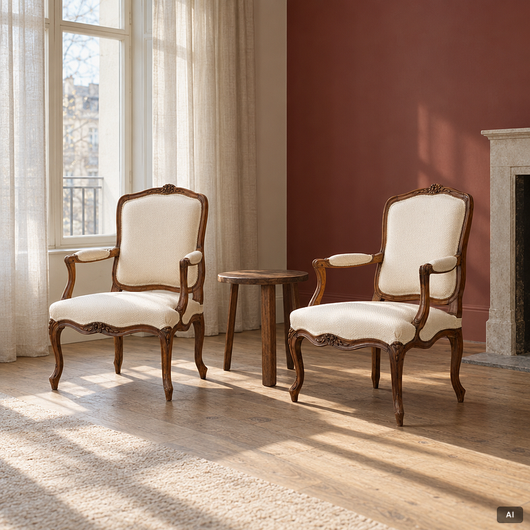 Armchairs, a pair, Rococo, 18th century.