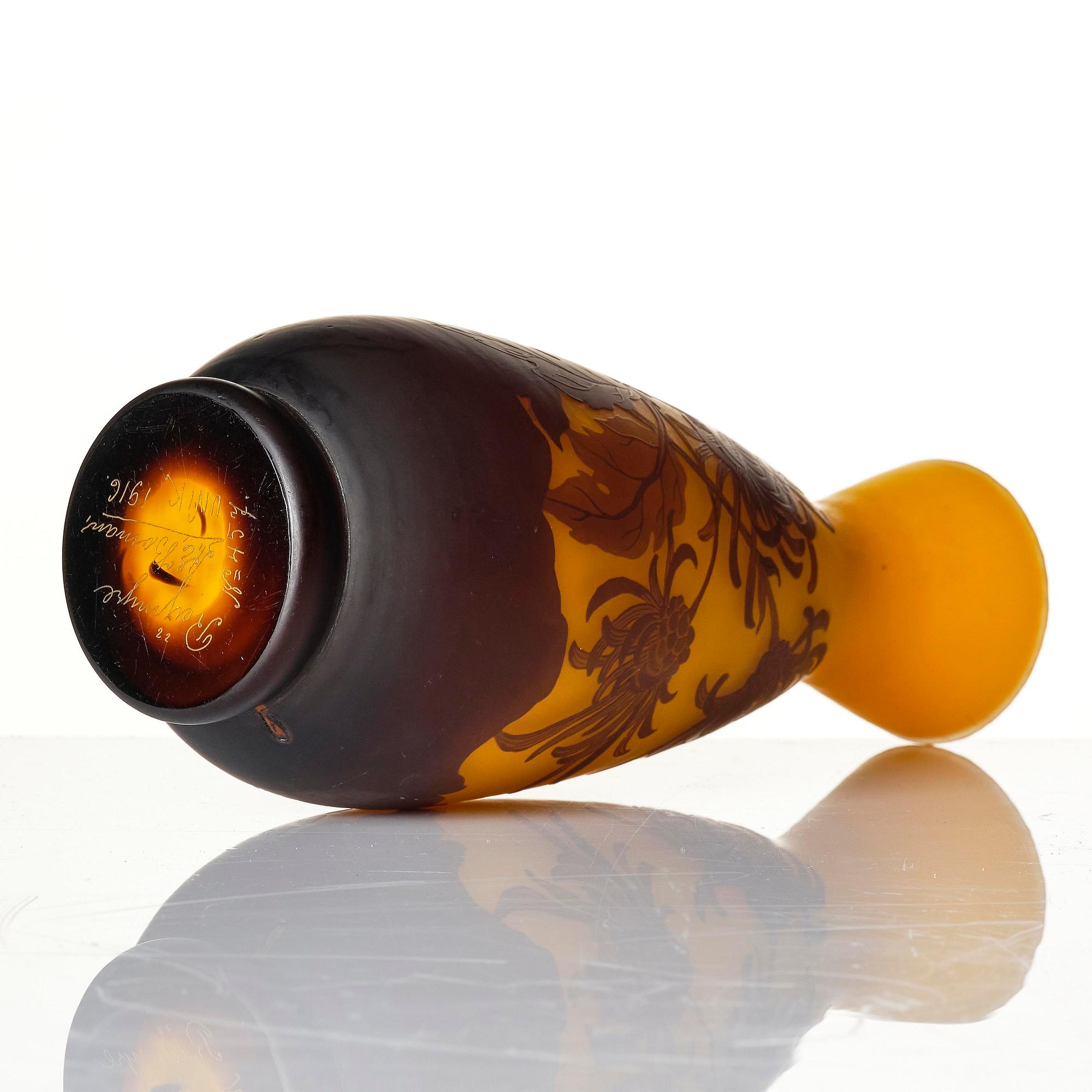 Axel Enoch Boman, a unique Art Nouveau cameo glass vase, Reijmyre, Sweden, 1916, no. 457.