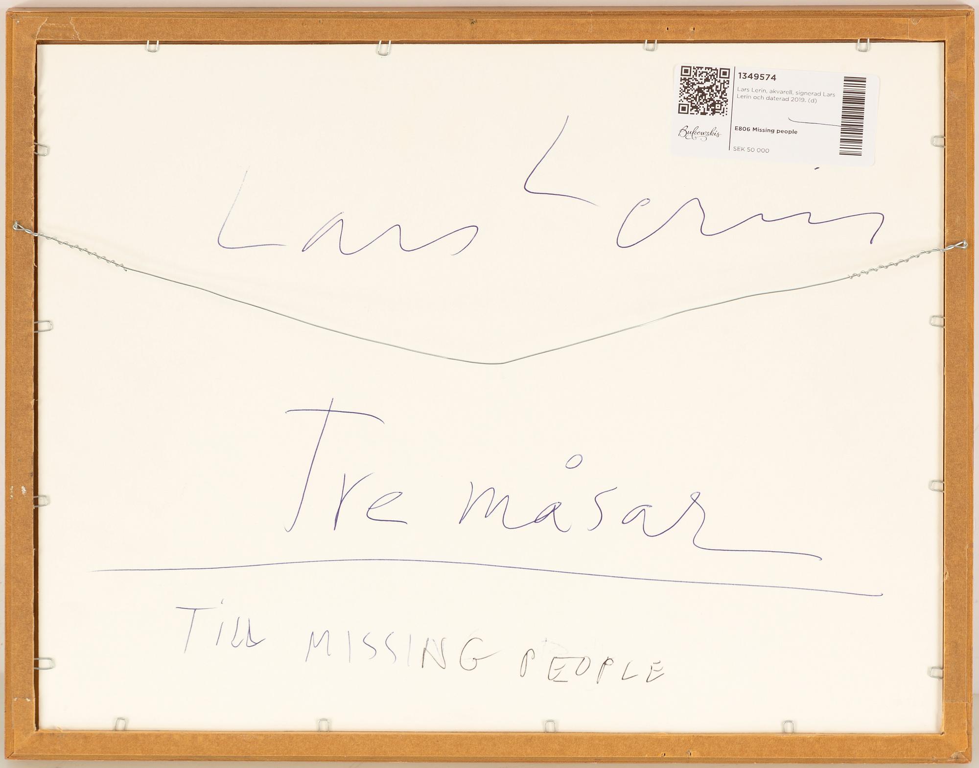 Lars Lerin, watercolour, signed Lars Lerin and dated 2019.