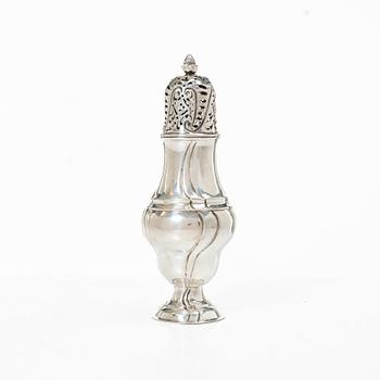 A Rococo silver sugar shaker, Augsburg, 1745-47.