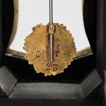 A French boulle style mantel clock, late 19th Century.