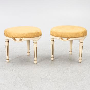 A pair of Gustavian stools, Sweden, late 18th century.