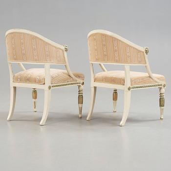 A pair of late Gustavian circa 1800 armchairs.