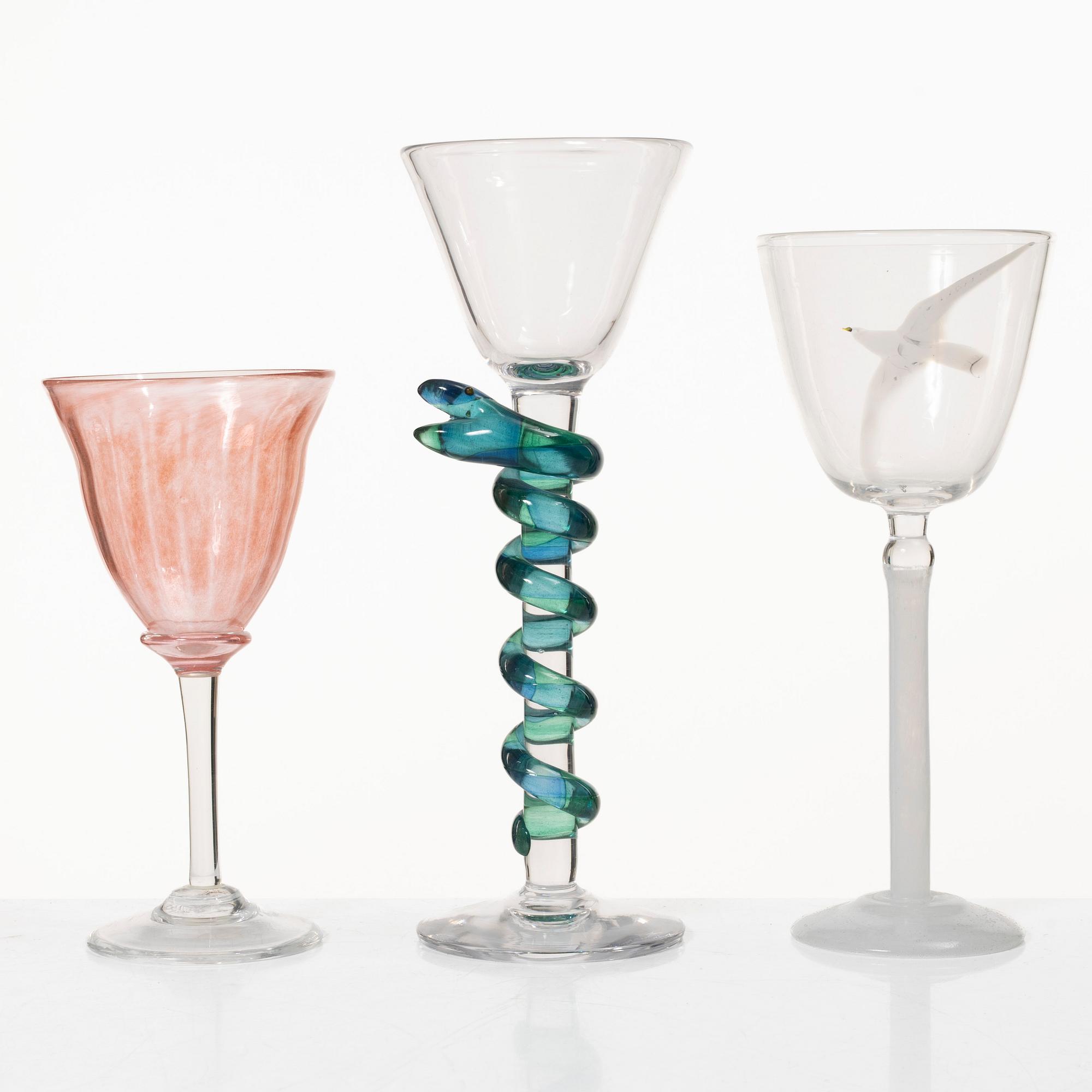 Samling pokalglas, 11 stycken, Sverige, senare delen av 1900-talet.