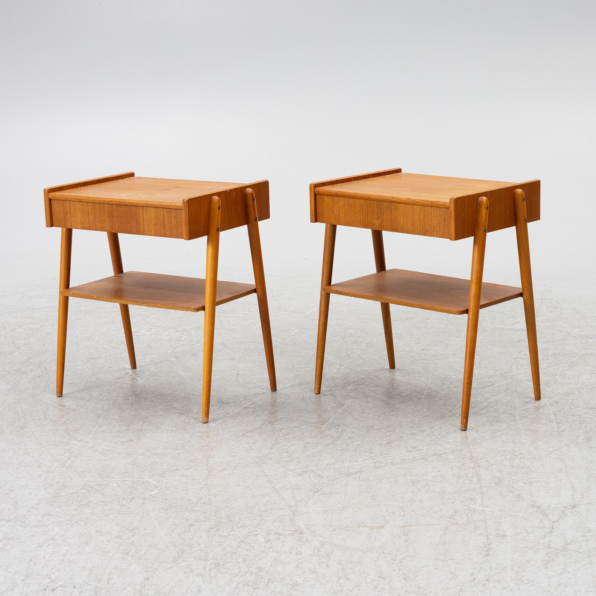 Sängbord, ett par, AB Carlström & Co Möbelfabrik, 1950/60-tal.