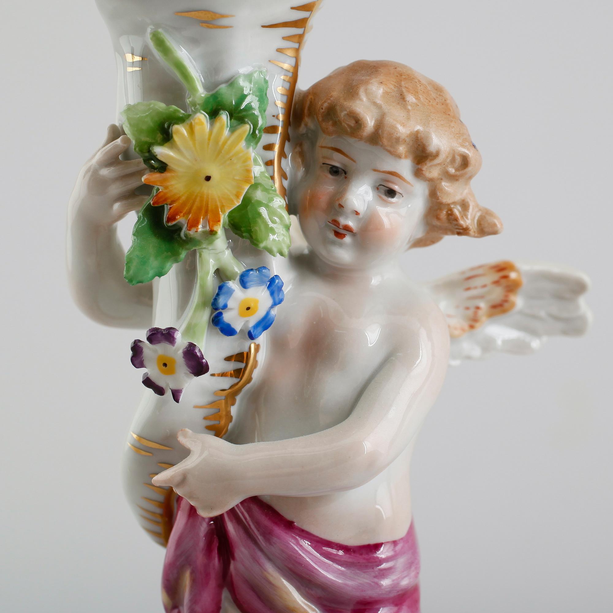 KANDELABRAR, 1 par, porslin, Schierholz, 1900-talets mitt.