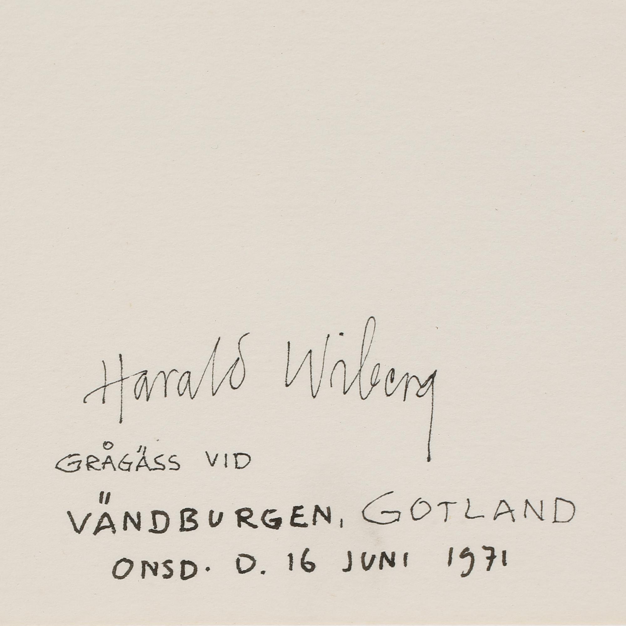 HARALD WIBERG, teckning, signerad  och daterad 1971.