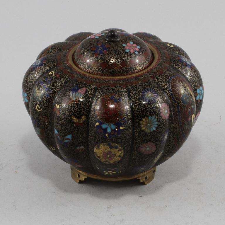 LOCKASK, cloisonné, orientalisk, 1900-tal.