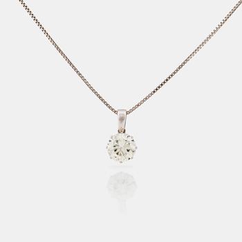 650. A circa 2.40 ct old cut diamond pendant with chain. Quality circa K-L/VVS-VS.