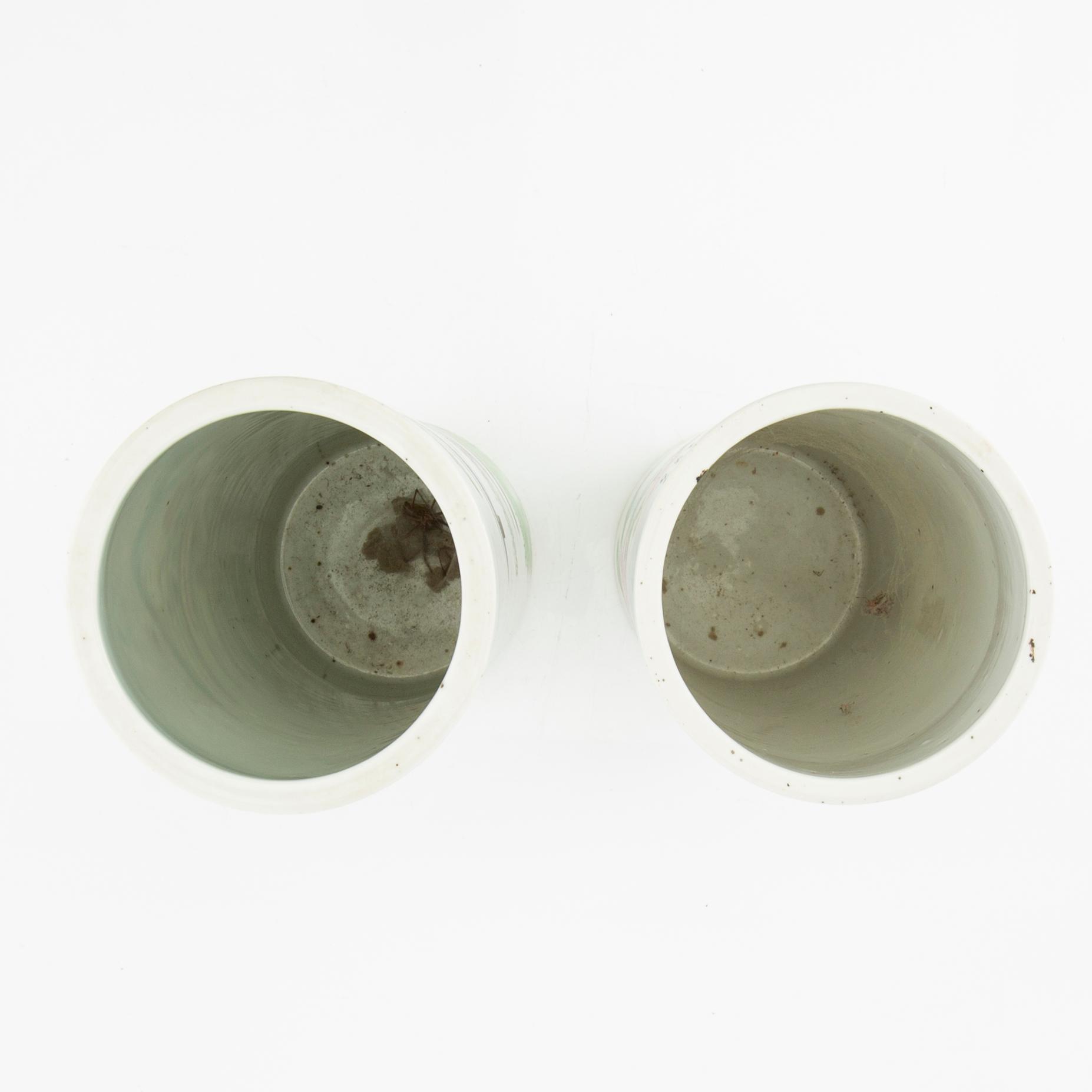 Two enamelled Chinese brush vases, late 20th century.