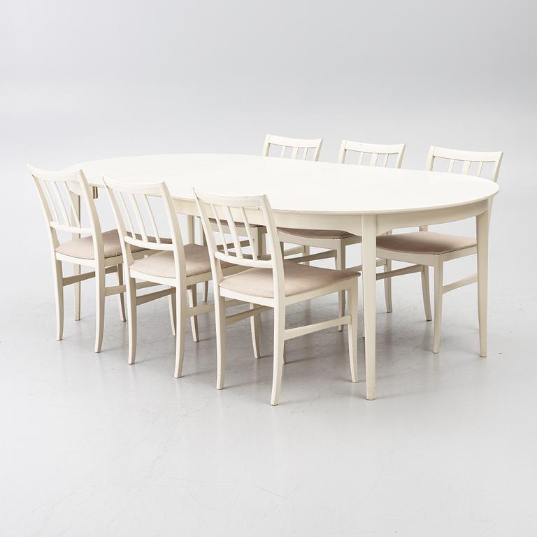 Carl Malmsten, Dining set, “Talavid”, dining table and 6 chairs, Waggeryds Möbelfabrik AB.