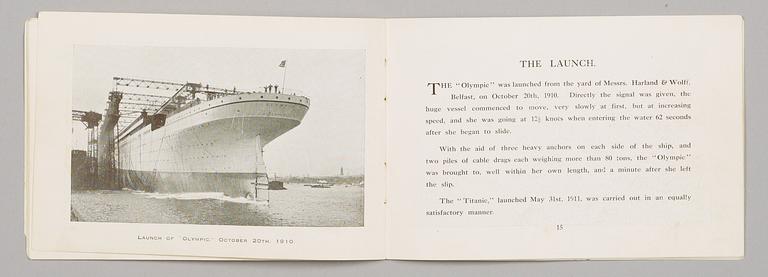 BROSCHYR. WHITE STAR LINE. "OLYMPIC" & "TITANIC". THIRD CLASS ACCOMMODATION. " THE LARGEST STEAMERS IN THE WORLD".