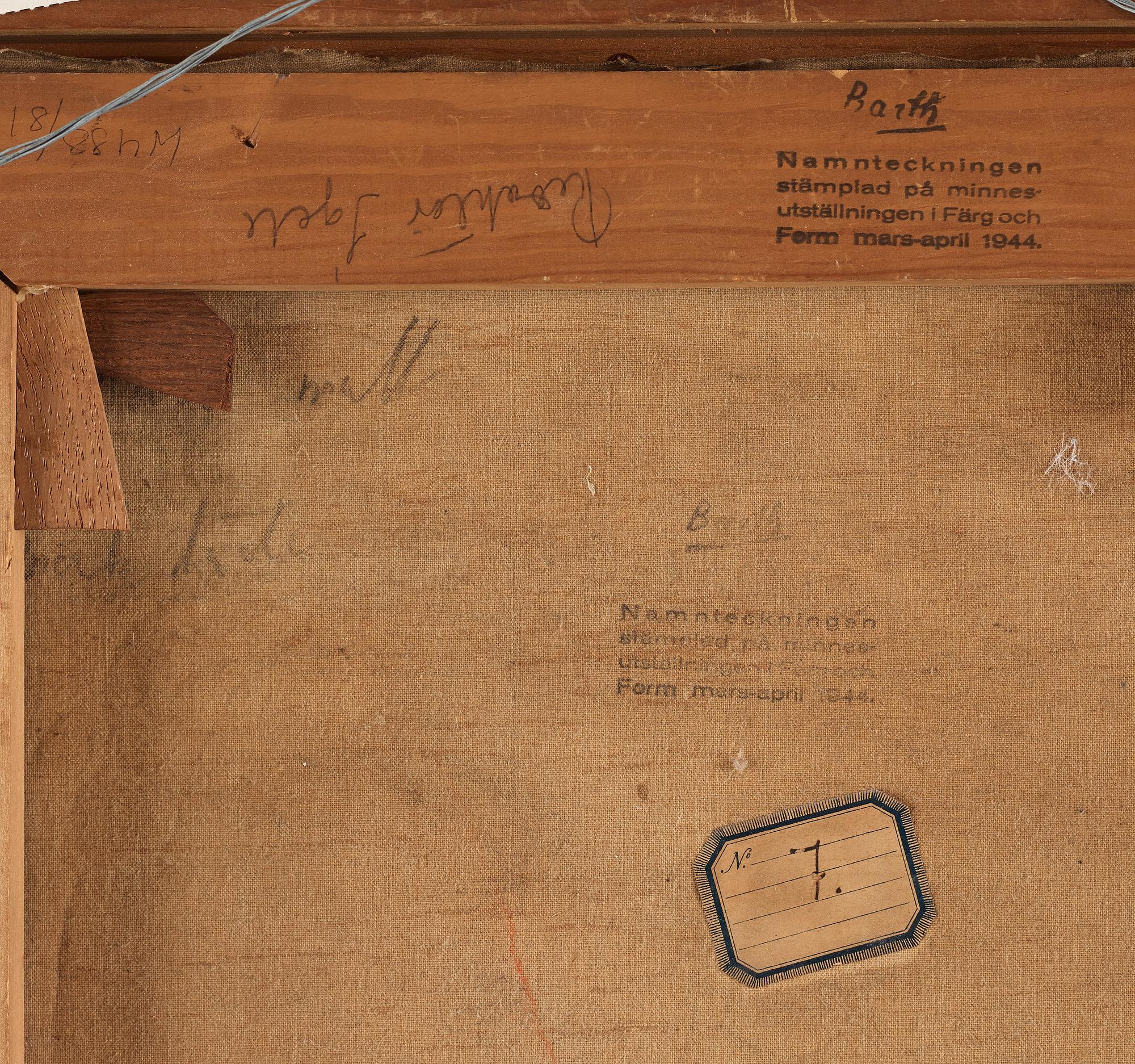 Amadé Barth, "Nature morte med vit kanna och frukter".