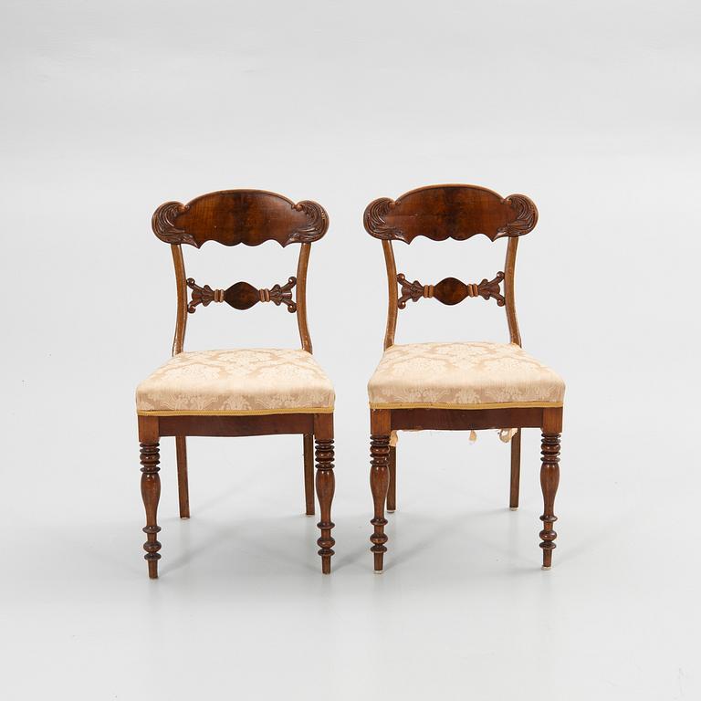 Chairs, a pair, with table, Empire, 18th/19th century.