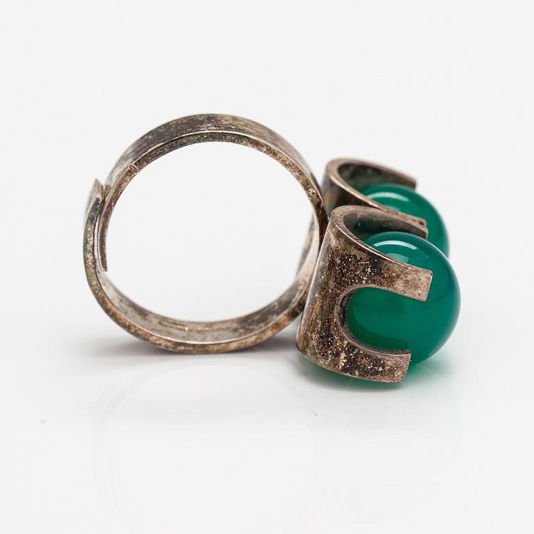 Elis Kauppi, A stelring silver and chalcedony ring. Kupittaan kulta, Turku.