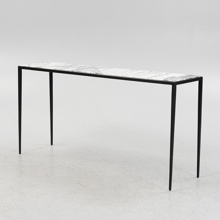 A steel and marble side table, Newport.
