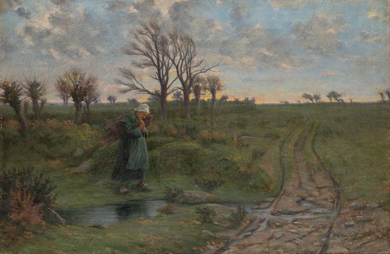 Otto Hagborg, Landscape with a Wood-Gathering Woman.