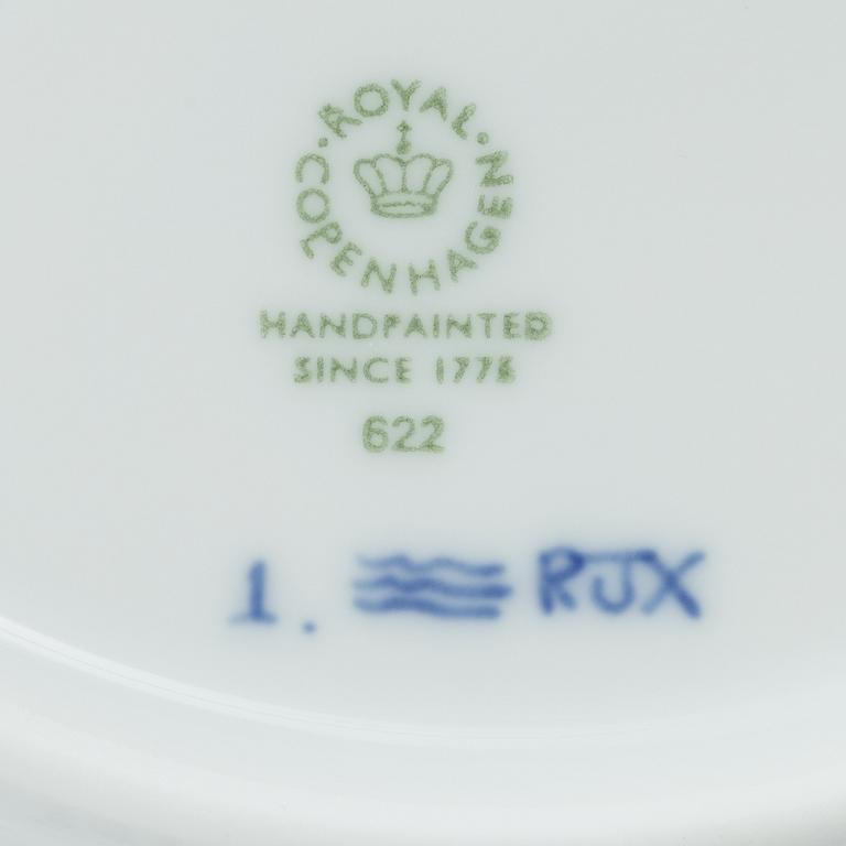 Royal Copenhagen, Three pairs of 'Blue fluted' porcelain plates, 'Musselmalet', second part of the 1900s.