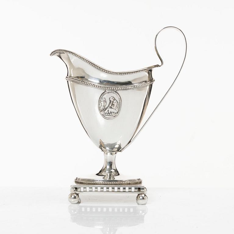 A Swedish 18th century parcel-gilt silver cream-jug, mark of Johan Schröder, Landskrona 1799.