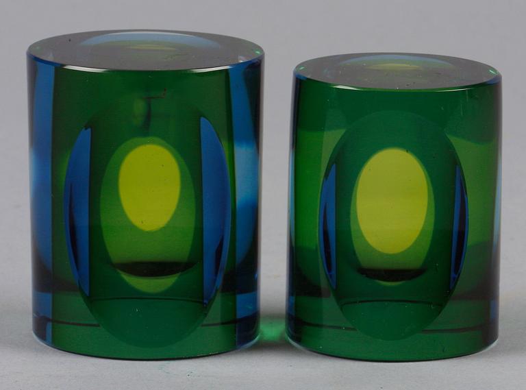 SKULPTURER, 2 st, glas Mona Morales, Kosta.