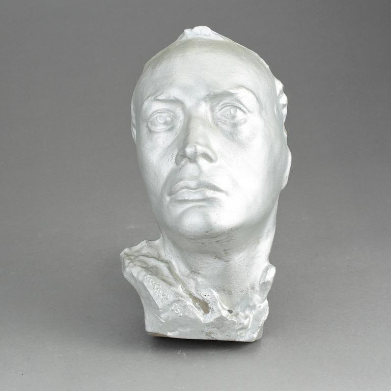 SKULPTUR, gips, Michail Katz, signerad och daterad 1936. Föreställande Gösta Ekman d.ä.