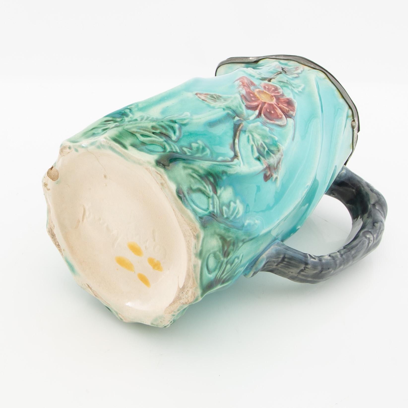 Toddy pot Art Nouveau around 1900 majolica.