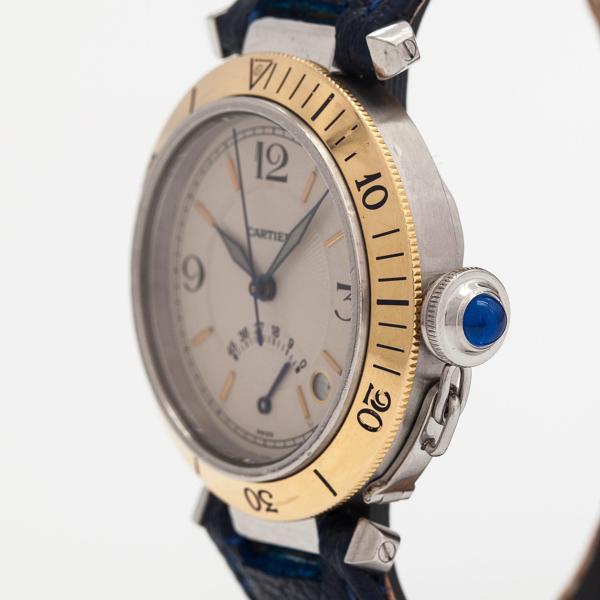 Cartier, Pasha, Power Reserve, wristwatch, 38 mm.