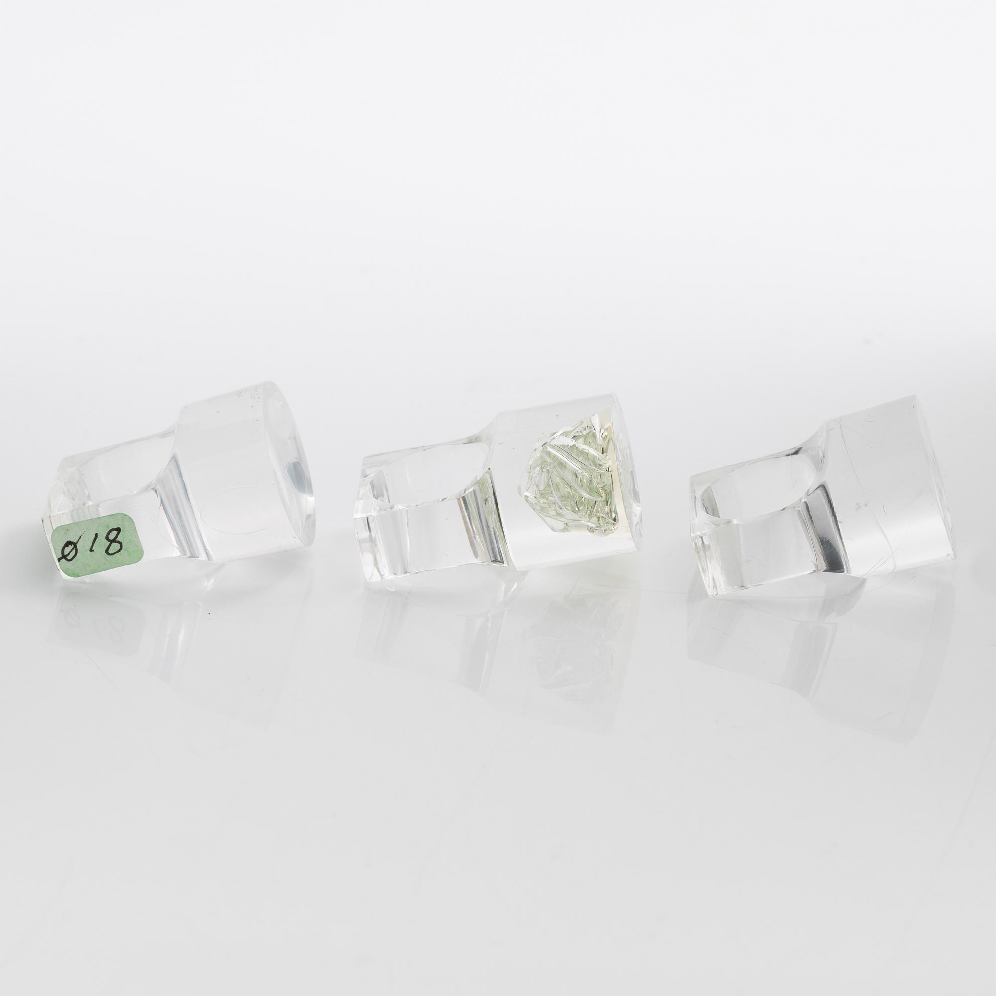 Siv Lagerström, tre ringar akrylplast, 1970-tal.