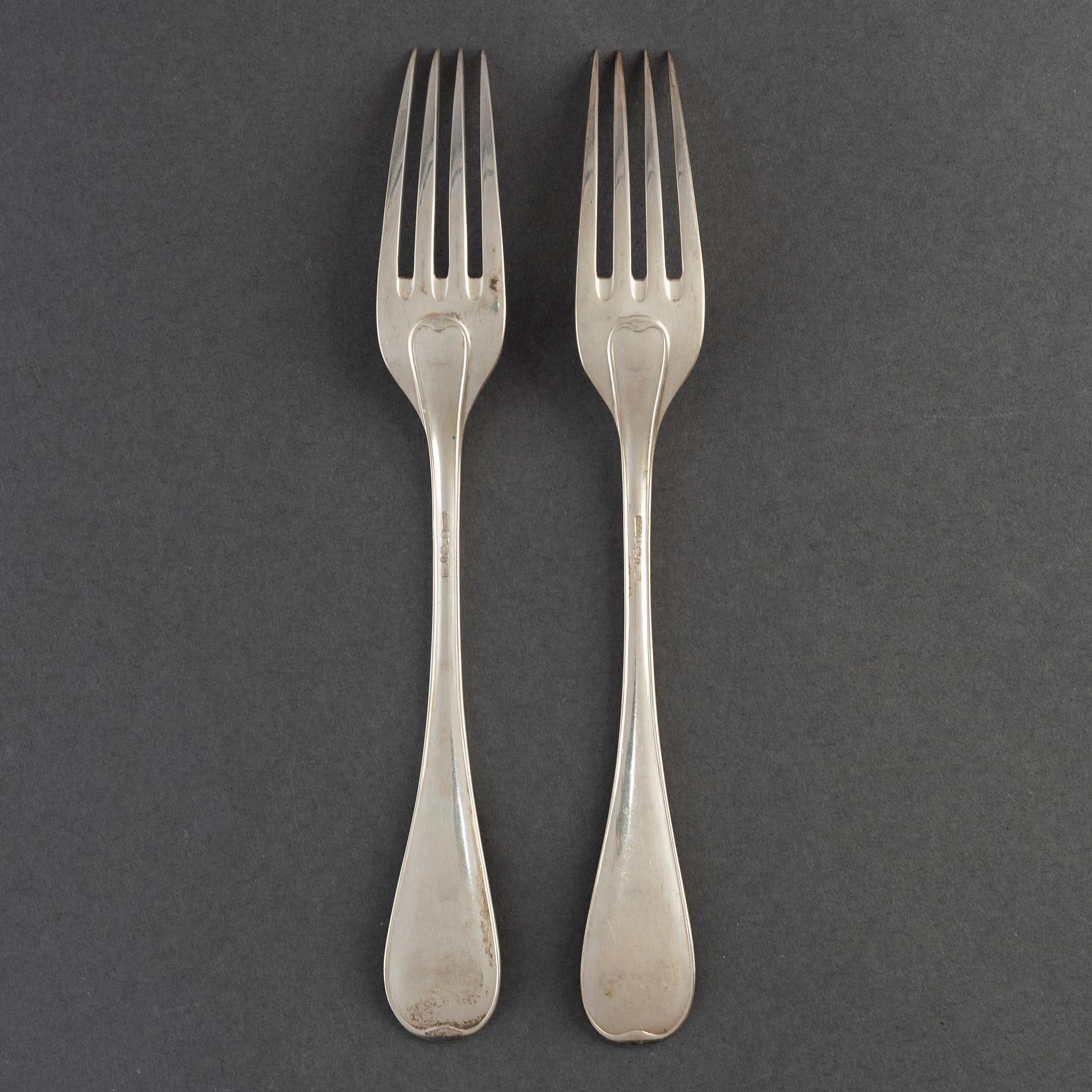 CF CARLMAN, 18 st, silver forks, Stockholm 1935.