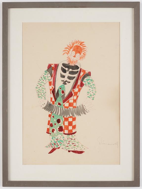 Isaac Grünewald, Costume sketch of a clown.