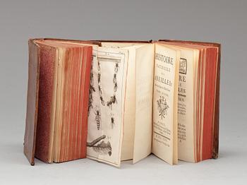 BOK, 2 vol, Histoire naturelle des abeilles. Avec des figures en taille douce. Tome premier och Second. Paris, 1744.