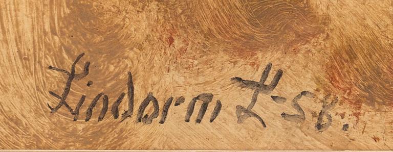 Lindorm Liljefors, oil on canvas. Signed and dated 1958.