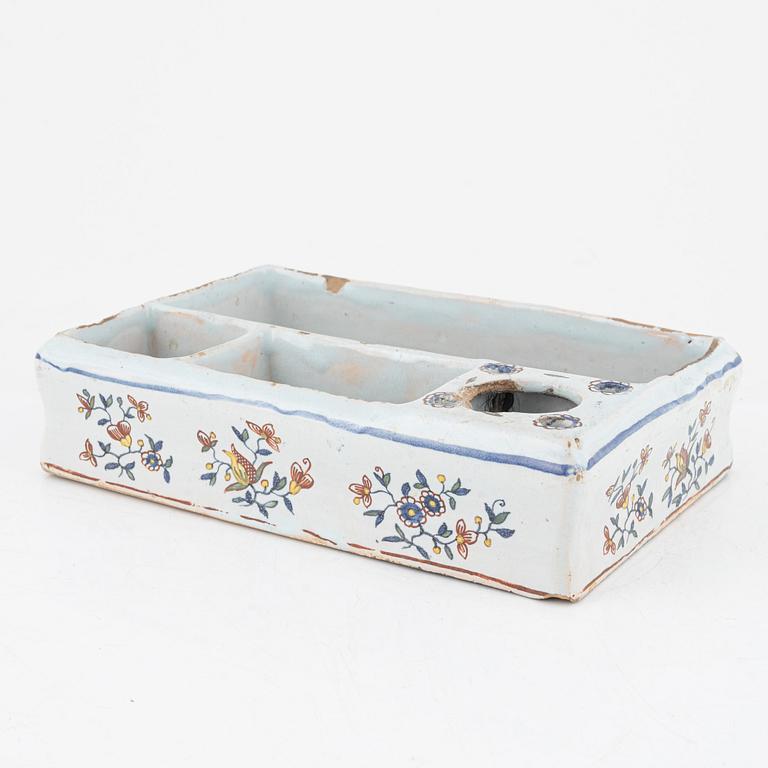 A French faience desk set, 18th Century.